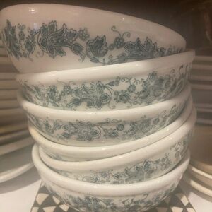 Shenango Restaurant Bowls Cereal Set 6 Green Floral Lawerence Thritwar